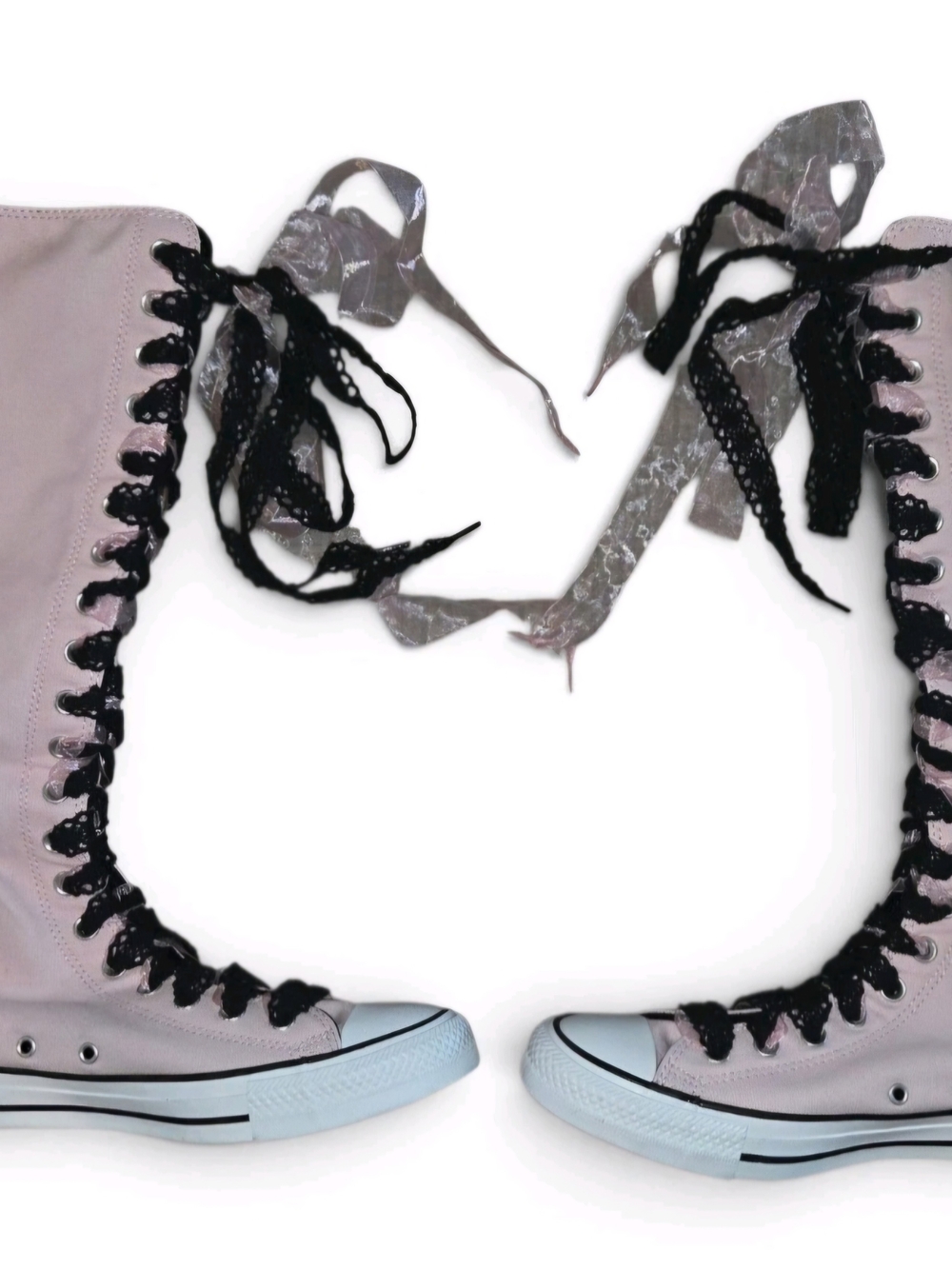 Converse Pink High-Top Lace-Up Boots Black Ribbon Laces Unisex 9.5men/11.5women - Picture 3 of 6